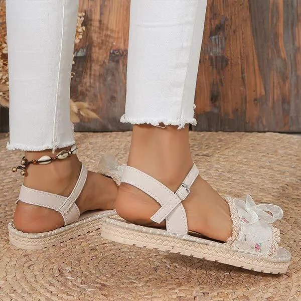 Women's Bow Tie Buckle Flat Sandals 04973139C